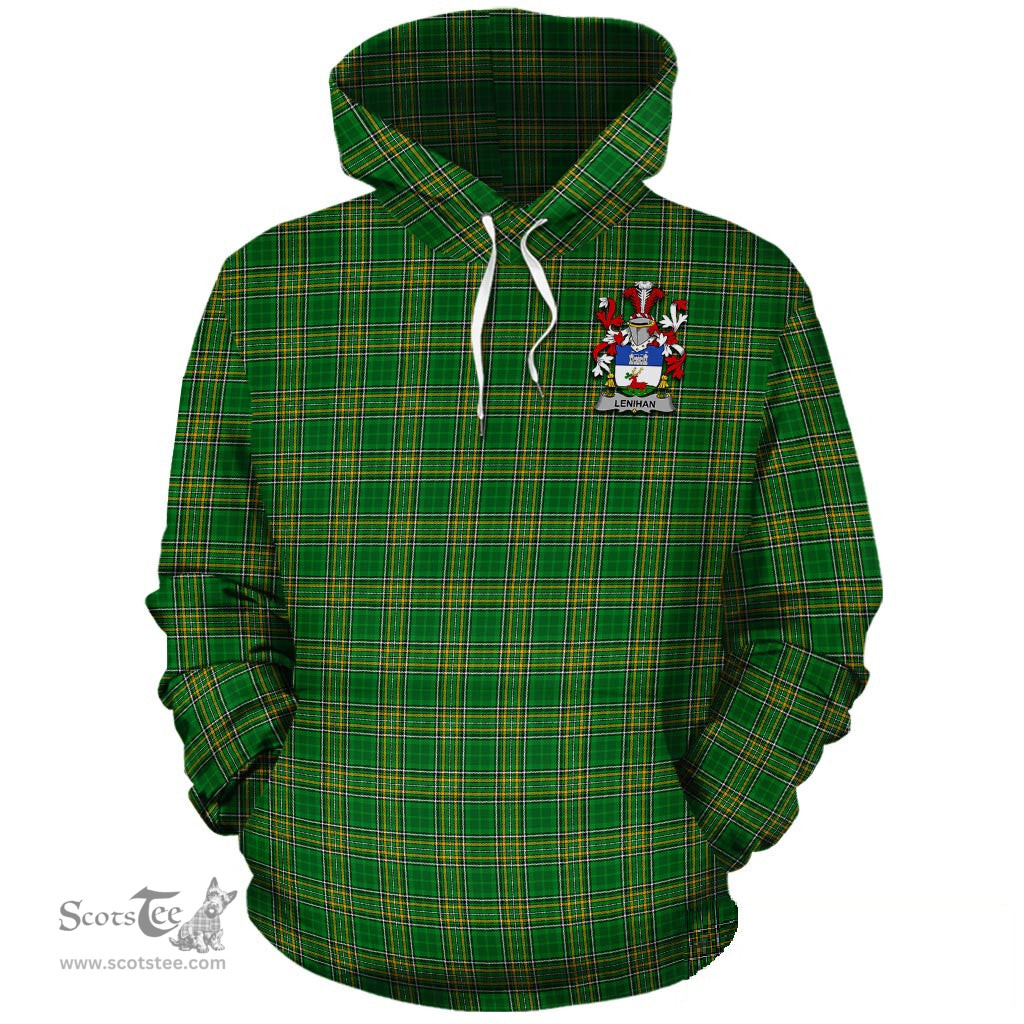 ScotsTee Shop Irish Lenihan Coat of Arms Crest Ireland Hoodie Irish National Tartan Irish Hoodie