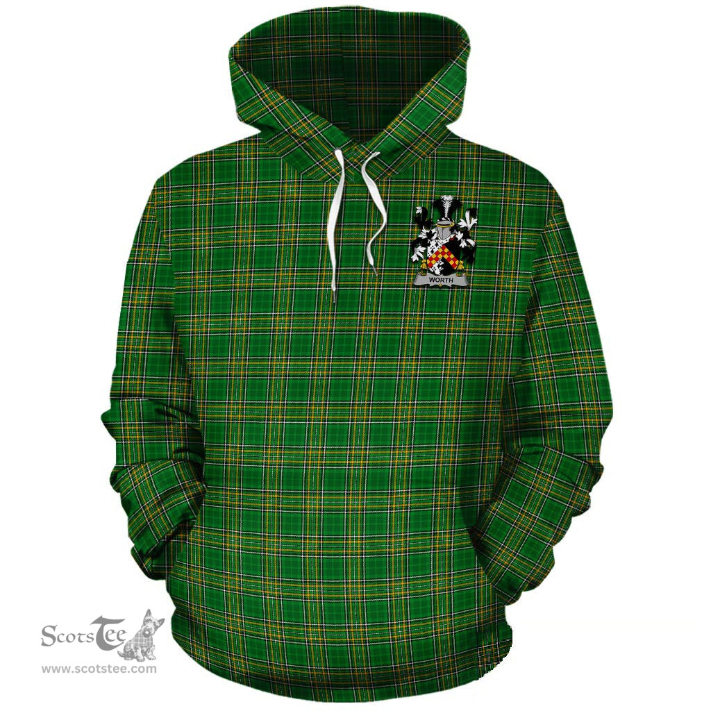 ScotsTee Shop Irish Worth Coat of Arms Crest Ireland Hoodie Irish National Tartan Irish Hoodie
