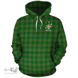 ScotsTee Shop Irish Quinn Coat of Arms Crest Ireland Hoodie Irish National Tartan Irish Hoodie