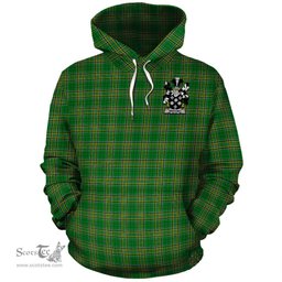 ScotsTee Shop Irish Wadding Coat of Arms Crest Ireland Hoodie Irish National Tartan Irish Hoodie