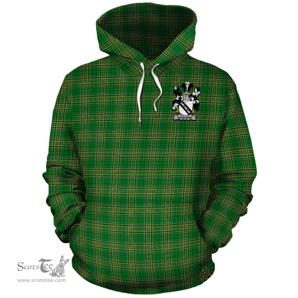 ScotsTee Shop Irish Ushburne Coat of Arms Crest Ireland Hoodie Irish National Tartan Irish Hoodie