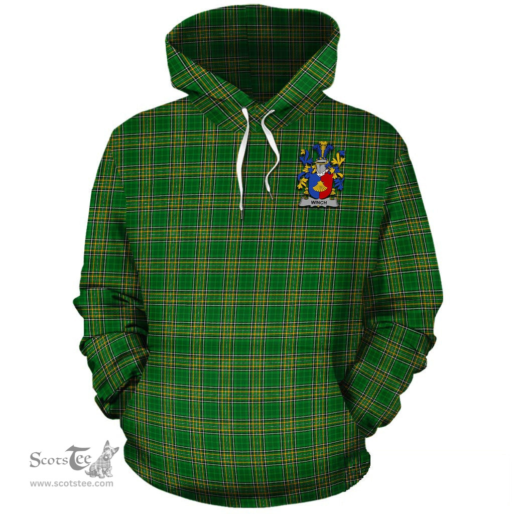 ScotsTee Shop Irish Winch Coat of Arms Crest Ireland Hoodie Irish National Tartan Irish Hoodie