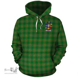 ScotsTee Shop Irish Winch Coat of Arms Crest Ireland Hoodie Irish National Tartan Irish Hoodie