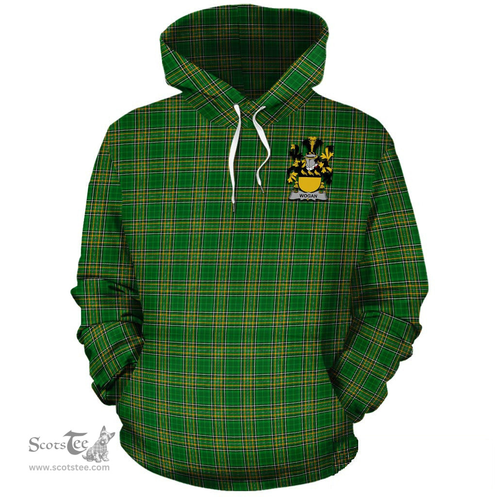 ScotsTee Shop Irish Wogan Coat of Arms Crest Ireland Hoodie Irish National Tartan Irish Hoodie