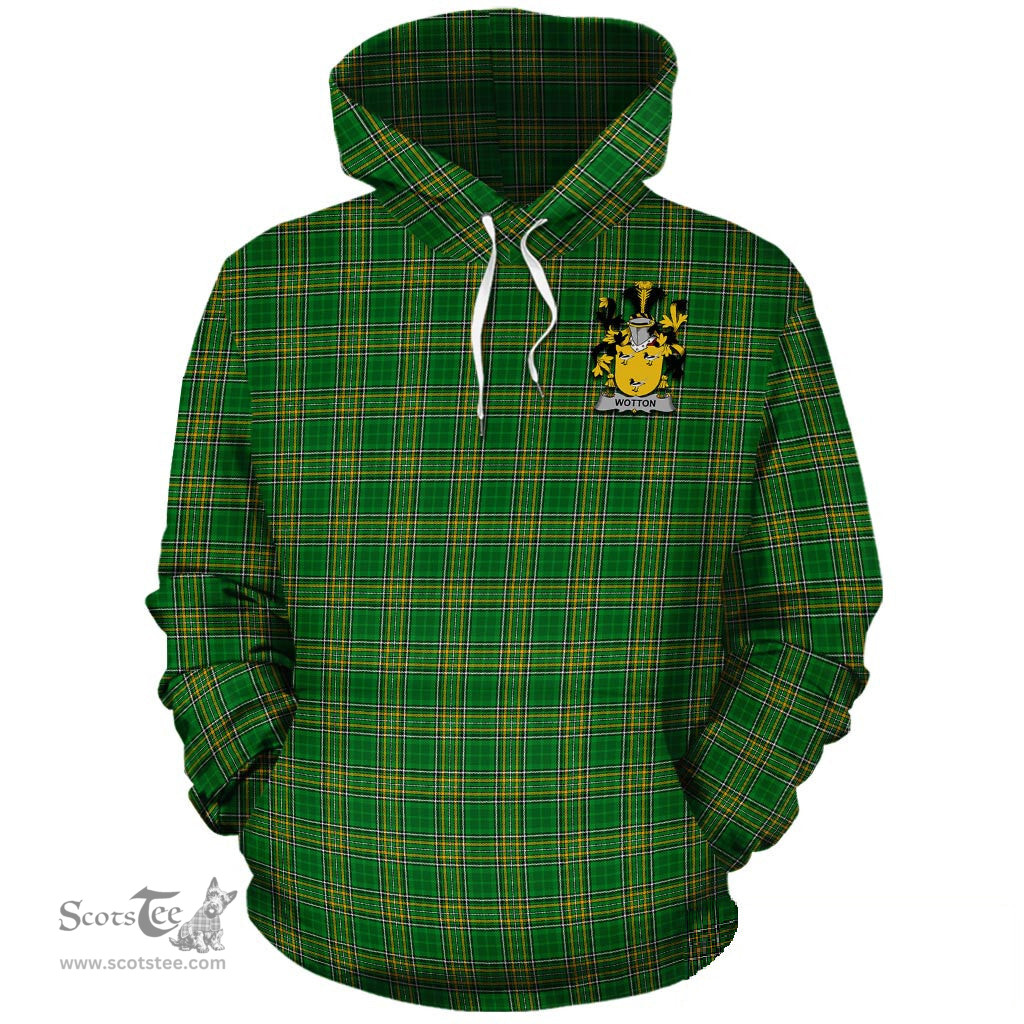 ScotsTee Shop Irish Wotton Coat of Arms Crest Ireland Hoodie Irish National Tartan Irish Hoodie