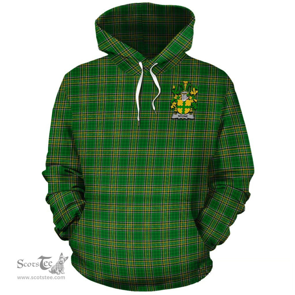 ScotsTee Shop Irish Noone Coat of Arms Crest Ireland Hoodie Irish National Tartan Irish Hoodie