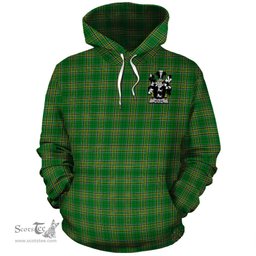 ScotsTee Shop Irish Neilan Coat of Arms Crest Ireland Hoodie Irish National Tartan Irish Hoodie