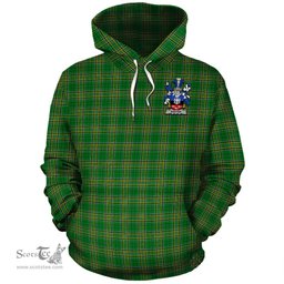 ScotsTee Shop Irish Rafter Coat of Arms Crest Ireland Hoodie Irish National Tartan Irish Hoodie