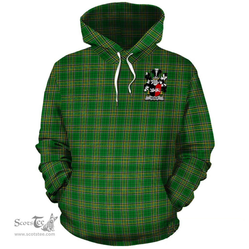 ScotsTee Shop Irish Neale Coat of Arms Crest Ireland Hoodie Irish National Tartan Irish Hoodie