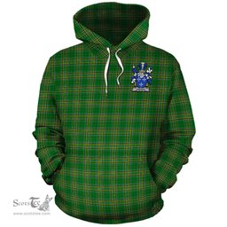ScotsTee Shop Irish Vincent Coat of Arms Crest Ireland Hoodie Irish National Tartan Irish Hoodie