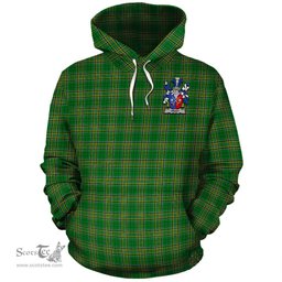 ScotsTee Shop Irish Trant Coat of Arms Crest Ireland Hoodie Irish National Tartan Irish Hoodie