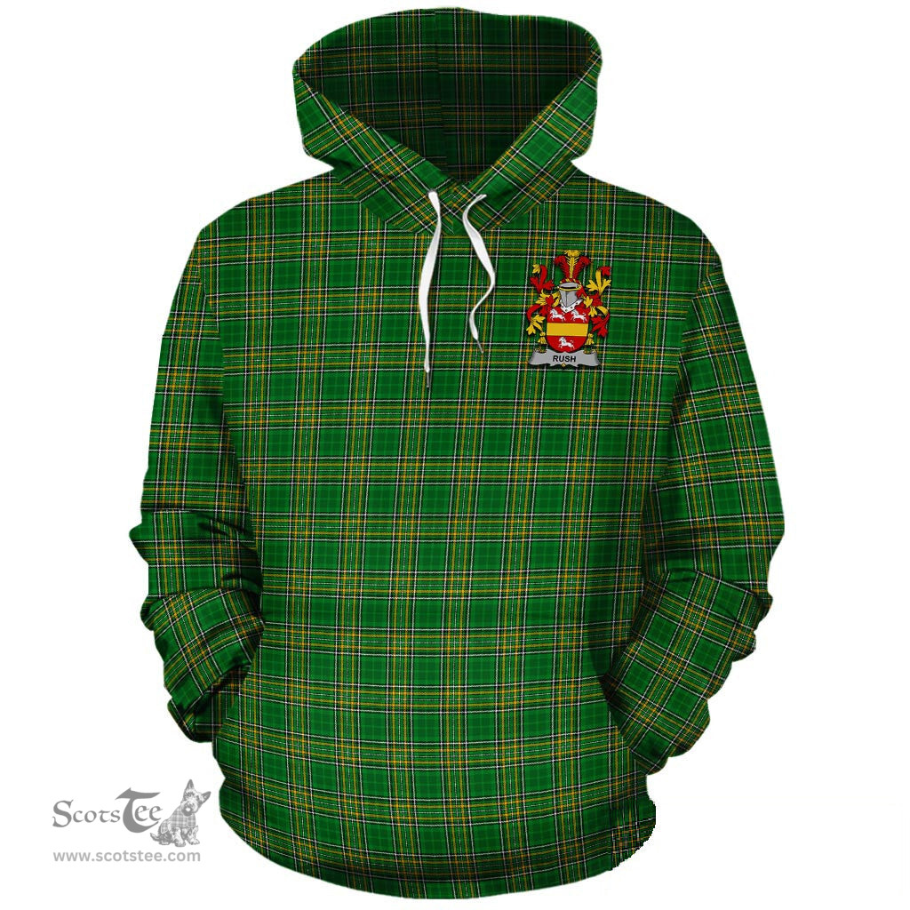 ScotsTee Shop Irish Rush Coat of Arms Crest Ireland Hoodie Irish National Tartan Irish Hoodie