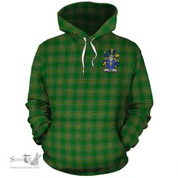ScotsTee Shop Irish Orme Coat of Arms Crest Ireland Hoodie Irish National Tartan Irish Hoodie