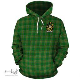 ScotsTee Shop Irish Shaw Coat of Arms Crest Ireland Hoodie Irish National Tartan Irish Hoodie