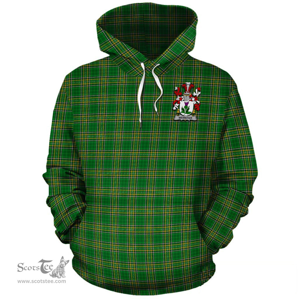 ScotsTee Shop Irish Webster Coat of Arms Crest Ireland Hoodie Irish National Tartan Irish Hoodie