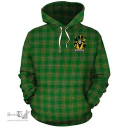ScotsTee Shop Irish Waterhouse Coat of Arms Crest Ireland Hoodie Irish National Tartan Irish Hoodie
