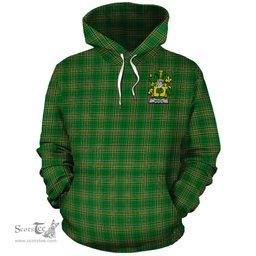 ScotsTee Shop Irish Woods Coat of Arms Crest Ireland Hoodie Irish National Tartan Irish Hoodie