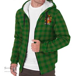 ScotsTee Shop Irish Dorney Coat of Arms Crest Ireland Sherpa Hoodie Irish National Tartan Irish Sherpa Hoodie