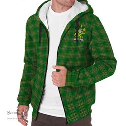 ScotsTee Shop Irish Dowd Coat of Arms Crest Ireland Sherpa Hoodie Irish National Tartan Irish Sherpa Hoodie