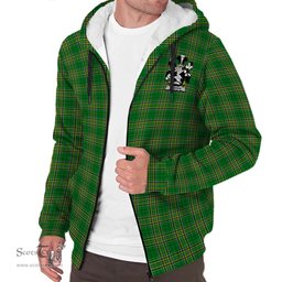 ScotsTee Shop Irish Madden Coat of Arms Crest Ireland Sherpa Hoodie Irish National Tartan Irish Sherpa Hoodie