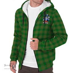 ScotsTee Shop Irish Rafter Coat of Arms Crest Ireland Sherpa Hoodie Irish National Tartan Irish Sherpa Hoodie