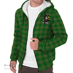 ScotsTee Shop Irish Tisdall Coat of Arms Crest Ireland Sherpa Hoodie Irish National Tartan Irish Sherpa Hoodie