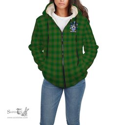 ScotsTee Shop Irish Phillips Coat of Arms Crest Ireland Sherpa Hoodie Irish National Tartan Irish Sherpa Hoodie