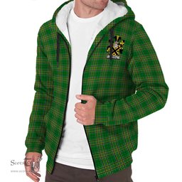 ScotsTee Shop Irish Purcell Coat of Arms Crest Ireland Sherpa Hoodie Irish National Tartan Irish Sherpa Hoodie