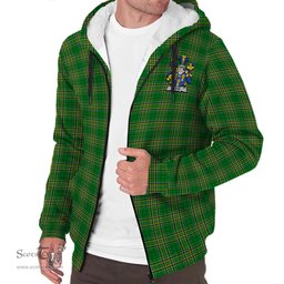 ScotsTee Shop Irish Vane Coat of Arms Crest Ireland Sherpa Hoodie Irish National Tartan Irish Sherpa Hoodie