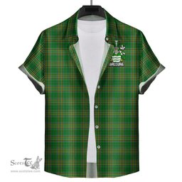 ScotsTee Shop Irish Haly Coat of Arms Crest Ireland Short Sleeve Shirt Irish National Tartan Irish Shirt