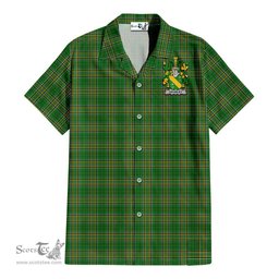 ScotsTee Shop Irish Grumley Coat of Arms Crest Ireland Short Sleeve Shirt Irish National Tartan Irish Shirt