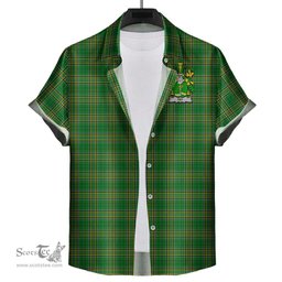 ScotsTee Shop Irish Fay Coat of Arms Crest Ireland Short Sleeve Shirt Irish National Tartan Irish Shirt