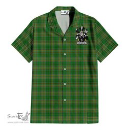 ScotsTee Shop Irish Forstall Coat of Arms Crest Ireland Short Sleeve Shirt Irish National Tartan Irish Shirt