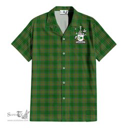 ScotsTee Shop Irish Droney Coat of Arms Crest Ireland Short Sleeve Shirt Irish National Tartan Irish Shirt
