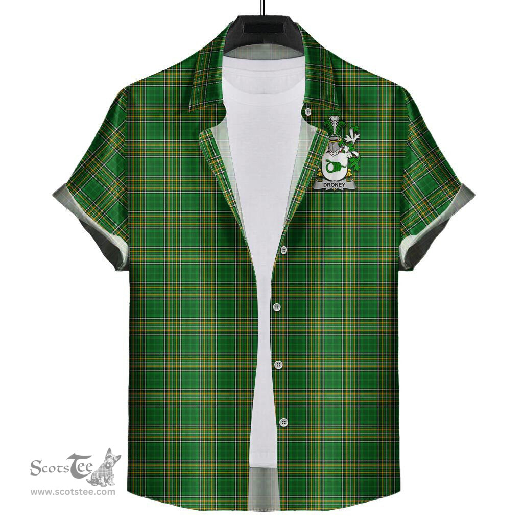 ScotsTee Shop Irish Droney Coat of Arms Crest Ireland Short Sleeve Shirt Irish National Tartan Irish Shirt