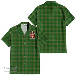 ScotsTee Shop Irish Lydon Coat of Arms Crest Ireland Short Sleeve Shirt Irish National Tartan Irish Shirt