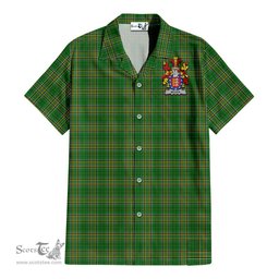 ScotsTee Shop Irish Meara Coat of Arms Crest Ireland Short Sleeve Shirt Irish National Tartan Irish Shirt