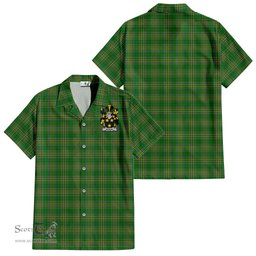 ScotsTee Shop Irish Moran Coat of Arms Crest Ireland Short Sleeve Shirt Irish National Tartan Irish Shirt