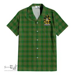 ScotsTee Shop Irish Morrison Coat of Arms Crest Ireland Short Sleeve Shirt Irish National Tartan Irish Shirt