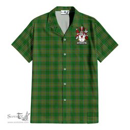 ScotsTee Shop Irish McGowan Coat of Arms Crest Ireland Short Sleeve Shirt Irish National Tartan Irish Shirt