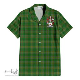 ScotsTee Shop Irish McDevitt Coat of Arms Crest Ireland Short Sleeve Shirt Irish National Tartan Irish Shirt