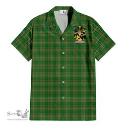 ScotsTee Shop Irish McGeough Coat of Arms Crest Ireland Short Sleeve Shirt Irish National Tartan Irish Shirt