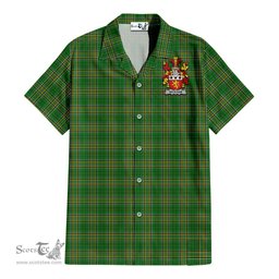 ScotsTee Shop Irish Wickham Coat of Arms Crest Ireland Short Sleeve Shirt Irish National Tartan Irish Shirt