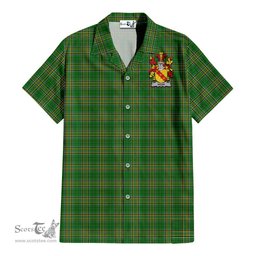 ScotsTee Shop Irish Webb Coat of Arms Crest Ireland Short Sleeve Shirt Irish National Tartan Irish Shirt