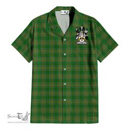 ScotsTee Shop Irish Roe Coat of Arms Crest Ireland Short Sleeve Shirt Irish National Tartan Irish Shirt