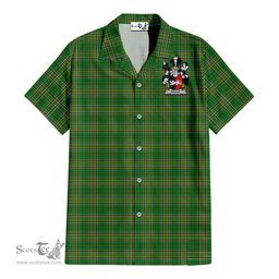 ScotsTee Shop Irish Neale Coat of Arms Crest Ireland Short Sleeve Shirt Irish National Tartan Irish Shirt