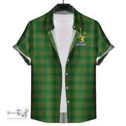 ScotsTee Shop Irish Westenra Coat of Arms Crest Ireland Short Sleeve Shirt Irish National Tartan Irish Shirt