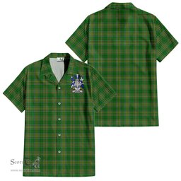 ScotsTee Shop Irish Reader Coat of Arms Crest Ireland Short Sleeve Shirt Irish National Tartan Irish Shirt