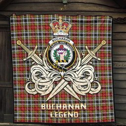 ScotsTee Shop Scottish Buchanan Old Dress Clan Crest Tartan Quilt The Golden Sword of Courageous Legacy Quilt