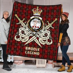 ScotsTee Shop Scottish Brodie Clan Crest Tartan Quilt The Golden Sword of Courageous Legacy Quilt